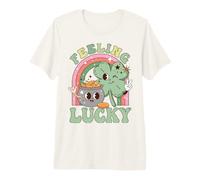 Feeling Lucky Four Leaf Clover Irish Luck Humor Maglietta Premium