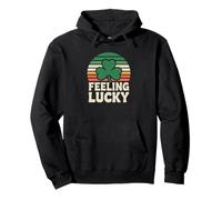 Feeling Lucky Retro Casino Humor St Patricks Day Vibes Felpa con Cappuccio