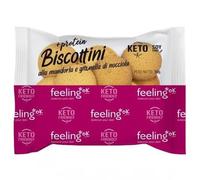 FEELING OK BISCOTTINI alla MANDORLA CON GRANELLA di NOCCIOLA +Protein da 50 Gr - Biscottini Low-Carb e ad alto tasso proteico per Dieta Chetogenica (Box da 10 Pezzi da 50g)