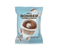 FEELING OK BOMBER KETO da 50 Gr COCONUT CREAM - Muffin Chetogenico Ripieno Crema di COCCO con solo 2,00 Gr di Carbo e solo 0,50 Gr di Zuccheri (Box da 10 Pezzi da 50 Gr)