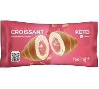 Feeling Ok Croissant con crema alla fragola - Cornetto proteico per la dieta chetogenica, 50 g
