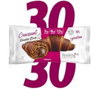 FEELING OK - Croissant Double Cioc - Croissant Doppio Cioccolato Proteico con Riepieno - 50 gr x 30 Croissant