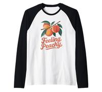 Feeling Peachy Funny Fruit Summer Retro Vibes Tee Maglia con Maniche Raglan