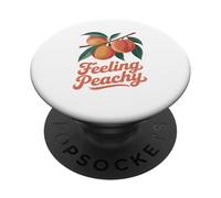Feeling Peachy Funny Fruit Summer Retro Vibes Tee PopSockets PopGrip Adesivo