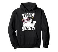 Feeling Seally Cute Harp Seal Pump Punk Dad Barzelletta Felpa con Cappuccio