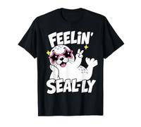 Feeling Seally Cute Harp Seal Pump Punk Dad Barzelletta Maglietta