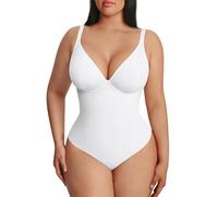 FeelinGirl Body Contenitivo Modellante Intimo Donna: Eleganza e Comfort con Scollo a V e Schiena Scoperta, Gonna Ventre Piatto e Stringa (Bianco L)