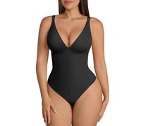 FeelinGirl Body Contenitivo Modellante Intimo Donna: Eleganza e Comfort con Scollo a V e Schiena Scoperta, Gonna Ventre Piatto e Stringa (Nero 3XL)