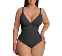 FeelinGirl Body Contenitivo Modellante Intimo Donna: Eleganza e Comfort con Scollo a V e Schiena Scoperta, Gonna Ventre Piatto e Stringa (Nero XL)