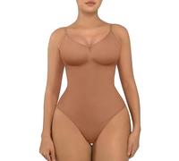 FeelinGirl Contenitivo Modellante Intimo Donna Pancia Piatta Senza Cuciture Shapewear String Bodysui Marrone cannella M/L