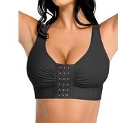 FeelinGirl Reggiseno a compressione post intervento chirurgico per le donne con chiusura frontale per mastectomia reggiseno con cinghie regolabili senza ferretto, Nero , M