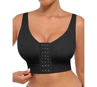 FeelinGirl Reggiseno post intervento chirurgico reggiseno a compressione senza ferretto per mastectomia con cinghie regolabili, A-nero, S