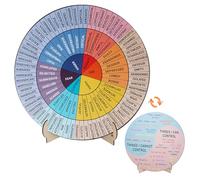 Feelings Wheel Therapy Office Decor, 14,7 cm di diametro, grande ruota con emozioni su entrambi i lati, con supporto, ruota in legno, regalo per scuola, ufficio terapia, aggiornamento 2025