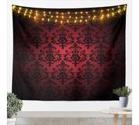 feelingyou Arazzo da parete rosso nero damasco sospeso antico vittoriano barocco boho decorazione da parete per bambini ragazzi, vintage gotico pizzo floreale stampa poliestere coperta da parete