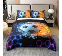 feelingyou Calcio 100% Natura Cotone Piumone S Dimensione Neon Light Honeycomb Biancheria Da Letto Set Moderno Cooler Calcio Coperte, 2pcs