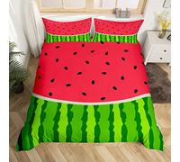 feelingyou Carino anguria copripiumino S dimensione, strisce rosse verde stampa frutta Consolatore set per bambini ragazzi ragazze, elementi estivi tema biancheria da letto geometrica trapunta set set