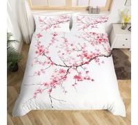feelingyou Cherry Blossom Bambini Piumone S Dimensioni Stile Giapponese Fioritura Fiori Coperte Copertura per Camera da Letto Giardino Naturale Rosa Fiori rossi Estetico Biancheria da Letto Set (1