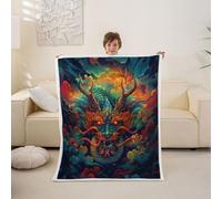 feelingyou Coperta con drago cinese, taglia B, coperta misteriosa per bambini e adolescenti, drago orientale, decorazione per la casa per sedia