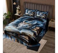 feelingyou Coperta con drago con 2 ciotole per cuscini Libri magici metà secolo Coverlet M Dimensioni per adolescenti adulti Misterioso animale occidentale Biancheria da letto Quilted