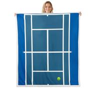 feelingyou Coperta in flanella per campo da tennis, per competizioni di tennis, sport e giochi di campo, per decorare la stanza, motivo patchwork a righe geometriche blu navy, coperta per divano e