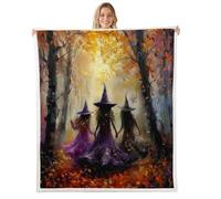 feelingyou Coperta in flanella per Halloween, per ragazzi e ragazze, per esterni, alberi selvatici, foglie d'acero, coperta pelosa per tutte le stagioni, coperta in peluche con teschio di campagna