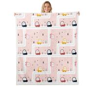 feelingyou Coperta in flanella per tutte le stagioni, con mappa della città, decorazione per la casa Kawaii, coperta rosa con albero di campagna, per bambini, ragazze, divano, 101,6 x 127 cm