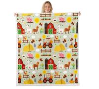 feelingyou Coperta in pile con animali da fattoria, mucca, maiale, pollo, decorazione per camera da letto, stile rustico e super morbida, per divano e divano, per tutte le stagioni, per bambini (76 x