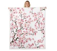 feelingyou Coperta in pile con fulmini primaverili e fiori di ciliegio, per adulti e adolescenti, decorazione per camera in stile giapponese, super morbida, 101,6 x 127 cm
