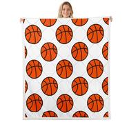 feelingyou Coperta in pile per bambini, motivo pallacanestro, 40 x 50 cm, motivo a righe arancioni e nere, per ragazzi, adolescenti, adulti, stile sportivo, decorazione semplice, per camera da letto e