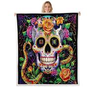 feelingyou Coperta romantica in flanella con serpente scheletrato, misteriosa coperta a tema Halloween per decorare la casa, coperta estetica divertente per bambini adulti divano divano, bambino 76,2