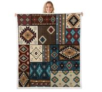 feelingyou Coperta rustica autunnale azteca, coperta per letto dei nativi del sud-ovest americano, per ragazzi, ragazze e adulti, per soggiorno, camera da letto, tappeto in pile peloso, 101 x 127 cm