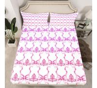 feelingyou Cute Bowknot - Set di biancheria da letto in pizzo damasco, 1 federa per cuscino Gradient Bow viola rosa