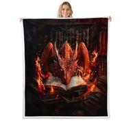feelingyou Drago gettare coperta, gettare dimensioni Il libro degli incantesimi Red Flame Letto gettare per adolescenti draghi occidentali animali selvatici decorazione per la casa del divano