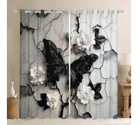 feelingyou Farfalla Rose Tende da finestra per camera da letto, L Dimensioni Linee astratte Arte Piuttosto Fiori Ombra Decorazione per la Casa Chic Minimalismo Decorazione Floreale Tende per Finestra