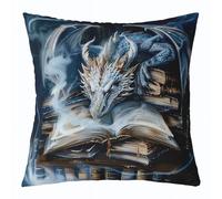 feelingyou Federa per cuscino con drago, 60 x 60 cm, motivo: libri magici della metà del secolo, misterioso rivestimento per cuscino con animali occidentali per divano