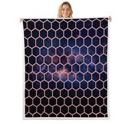 feelingyou Geometrico Honeycomb gettare coperta, B dimensioni rosa esagonale cielo stellato galassia modello letto gettare per i bambini Astratto Sognante Plaid Patchwork Home Decor per la sedia