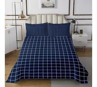 feelingyou Gingham Plaid Plaid Coperta 2 pezzi Grid Checkered Coverlet Trapunta per bambini adolescenti adulti stile semplice set di biancheria da letto taglia S