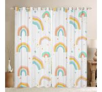 feelingyou Graziose tende arcobaleno per camera da letto, 66 x 90 L, stampa con pittura a mano ad acquerello, blocca il 30% -50% della luce, decorazione per la stanza, motivo nuvola dolce bohémien