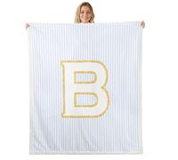 feelingyou Iniziale lettera B coperta in pile, gemelli dimensione monogramma alfabeto minimalista letto gettare per adolescenti blu strisce bianche decorazioni per la casa per ufficio