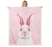 feelingyou Kawaii coniglio gettare coperta, dimensione regina semplice cerchio geometrico polka dot letto gettare per adulti 3D carino estetica animale decorazione per la casa per letto