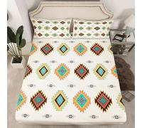 feelingyou Lenzuolo con angoli geometrici aztechi con tasche profonde, per letto singolo, con angoli dei nativi americani sudoccidentali, per adolescenti e adulti, decorazione per camera da letto, 2