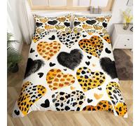 feelingyou Leopard Bambini Piumone L Dimensioni Amore Cuore Leopardo Stampa Morbido Poliestere Coperta Copertura Moderno Romantico Set di Biancheria da Letto (2 Federe)