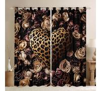 feelingyou Leopard Stampa Tende per finestra per camera da letto, taglia L pelle animale selvatica buona ombreggiatura decorazione per la casa amore fiori tende 2 pannelli per le ragazze