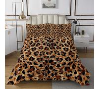 feelingyou Leopardo - Set di biancheria da letto con stampa leopardata, 2 pezzi, per bambini, adolescenti, adulti, moderni, animali selvatici di lusso, taglia S