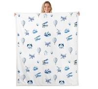 feelingyou Mongolfiera gettare coperta, B dimensioni cartone animato carino aereo cloud montagna modello coperta gettare per bambini ragazzi Kawaii acquerello schizzo stile Home Decor per la sedia