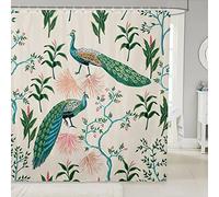 feelingyou Peacock - Tende da doccia per bambini, con fiori, foglie, piante, rustiche per il bagno, per ragazze, ragazzi e adulti, con 12 ganci, 183 x 183 cm (lunghezza x larghezza x altezza)