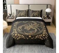 feelingyou Retro scorpione 100% cotone naturale copriletto taglia L mandala boho linee floreali luna solare modello ragazza ragazzi set biancheria da letto esotica etnica animali da sogno trapunta