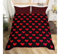 feelingyou Set di biancheria da letto per culla, motivo romantico San Valentino, decorazione per la camera di bambini, ragazze e ragazzi, motivo cuori alla moda, traspirante (senza piumino), nero e