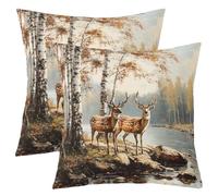 feelingyou Set di federe per cuscino da 2,60 x 60 cm, rustiche foreste, caccia, cervi, giungla con animali selvatici
