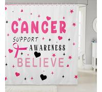 feelingyou Set di tende da doccia per la consapevolezza del cancro al seno, con scritta "Get Well Soon", tende da bagno da donna, decorazione per il cancro, regalo ispiratore, tenda da doccia